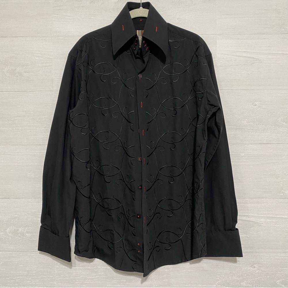 Manzini Embroidered Dress Shirt Size Small